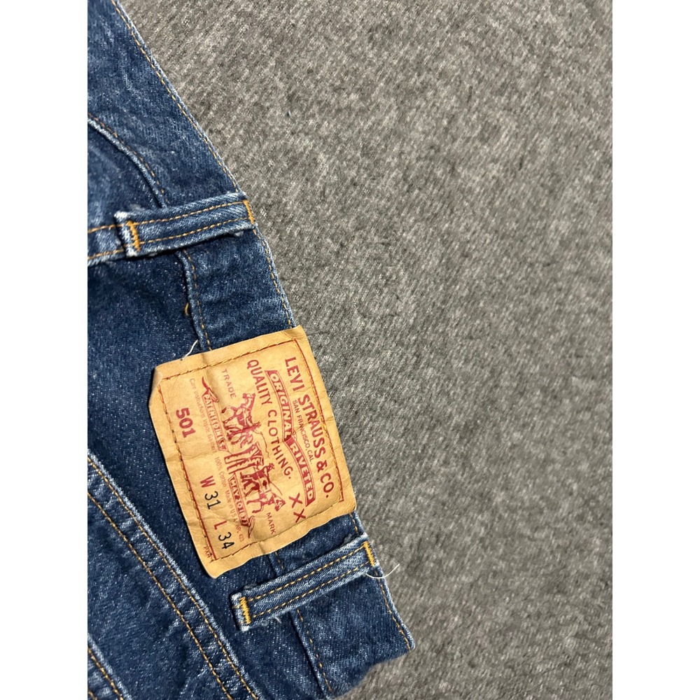 Levis 501 made in usa jeans button fly blue medium wash fit 29X34 (tag 31X34) - Picture 4 of 8